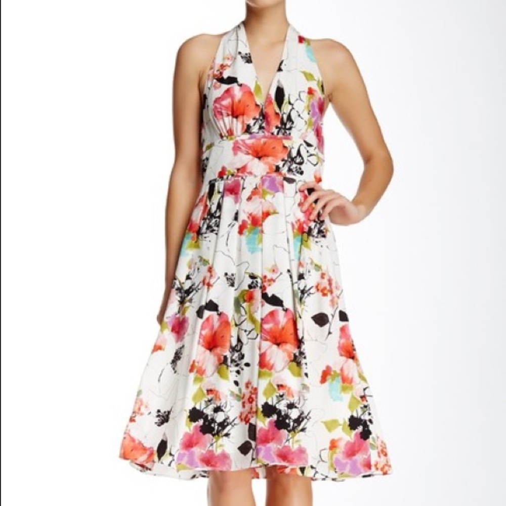 💖ADRIANNA PAPELL Fit & Flare FLORAL dress 💜👗